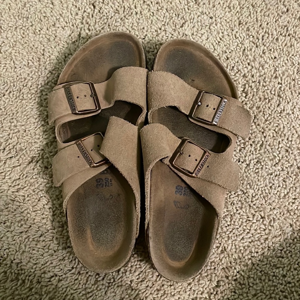 BIRKENSTOCKS - suede, tan